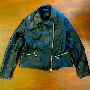 Black Imitation Leather coat